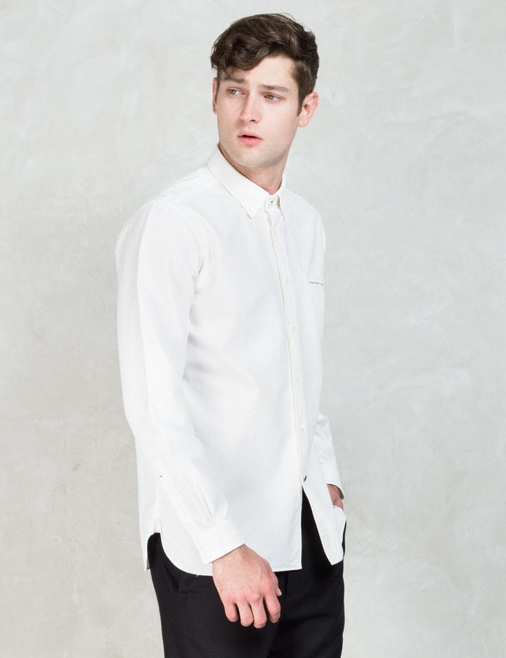 Ivory "Brian" Front Tape Button Down Oxford Shirt Placeholder Image