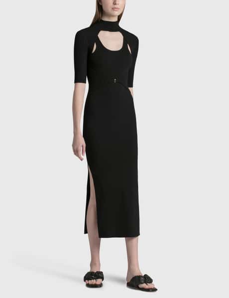 chinese dress ladies Simkhai Kenlie Mixed Media Bubble Midi Dress, Blue, Women's, Medium, Cocktail & Party Wedding Guest Dresses Midi Dresses