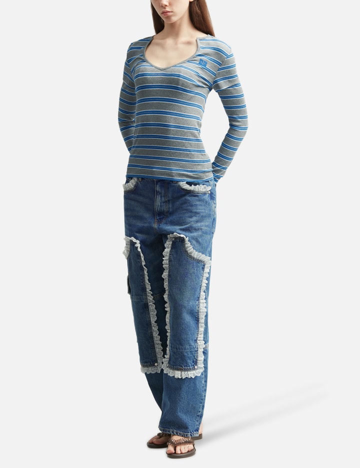 Ganni Long-Sleeve Top In Stripe