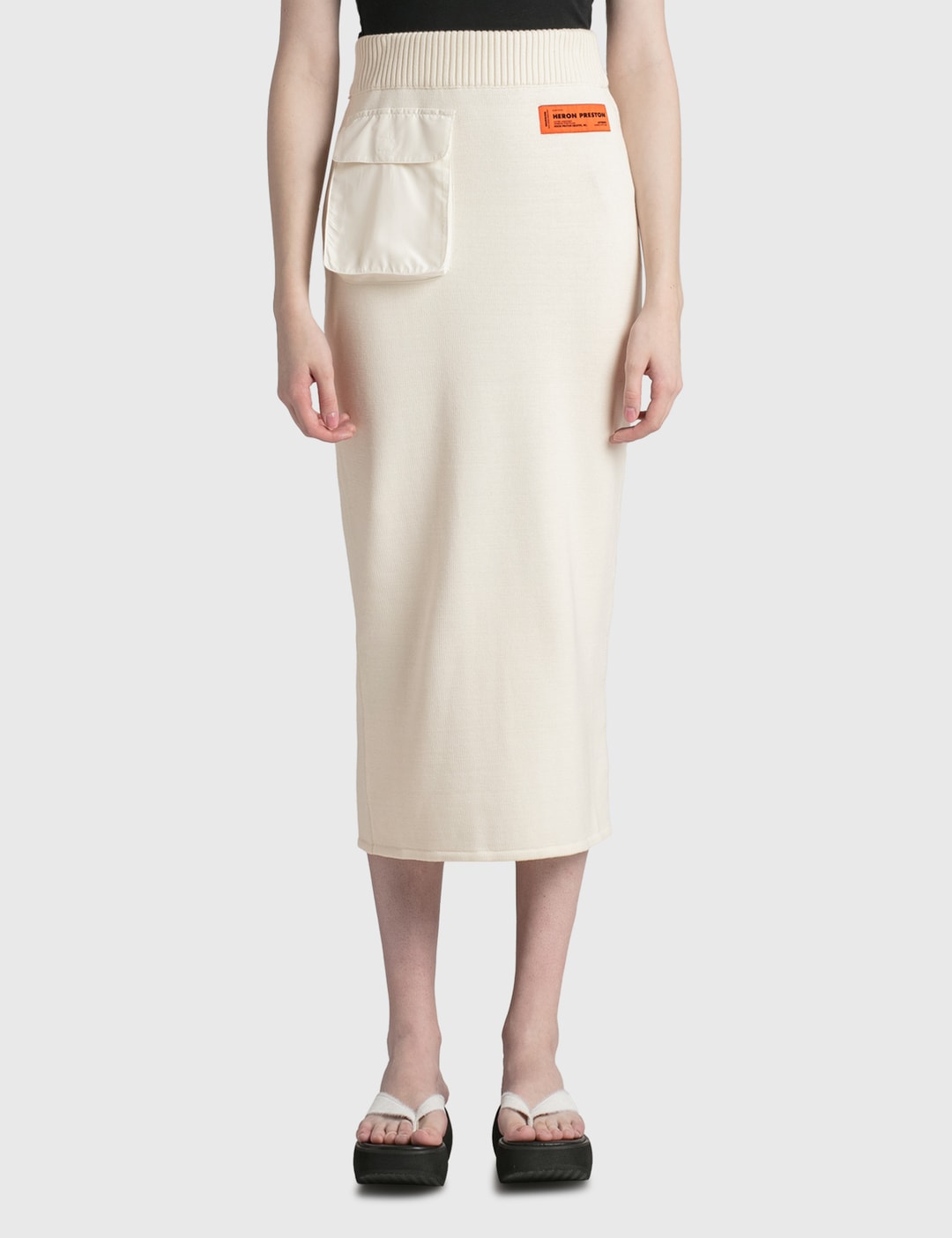chinese dress ladies Heron Preston sheer dress with crystals and leather skirt - BOPF