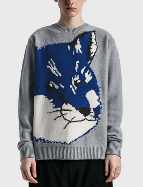 Maison Kitsuné - Big Fox Head Jacquard Pullover | HBX - Globally 