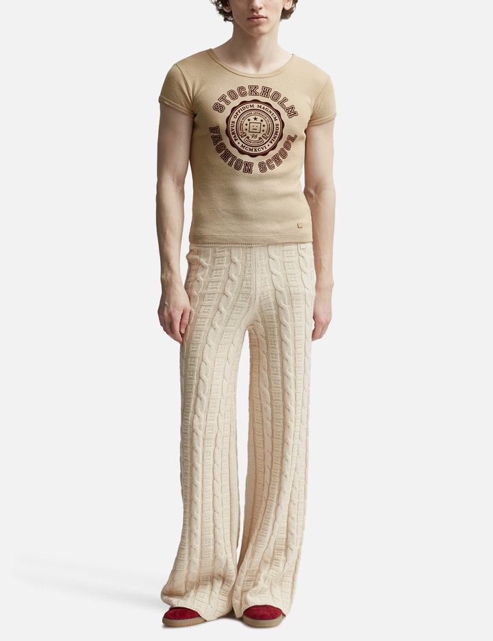 Shop Acne Studios Cable Wool Trousers In Beige