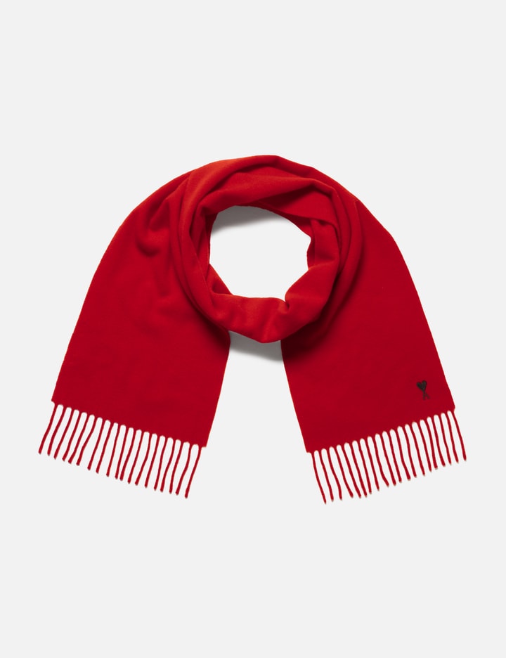Ami Red Wool Scarf With Ami De Coeur