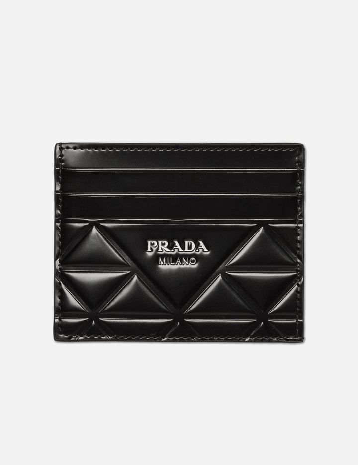 Prada Brushed Leather Credit Card Holder In Black