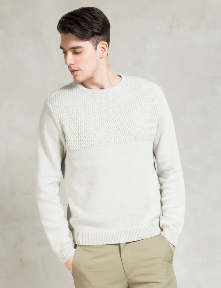 White Everyday Mesh Block Sweater Placeholder Image
