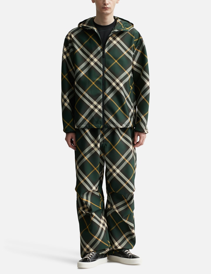 Shop Burberry Check Jacket In Green