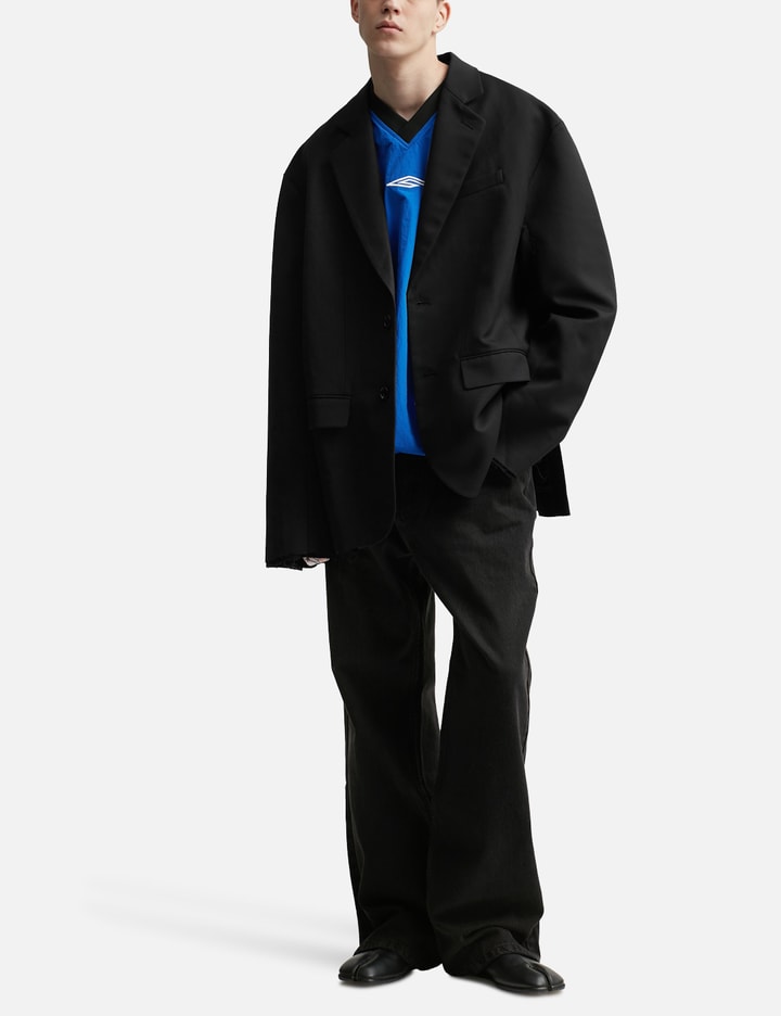 Black Wool Gabardine Oversized Demolished Blazer Placeholder Image