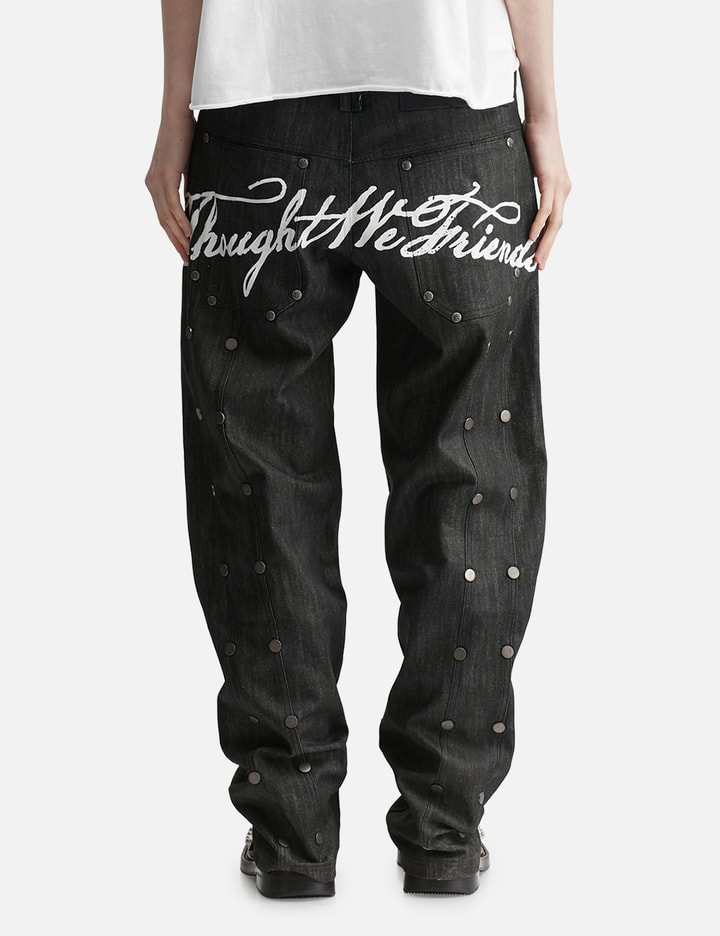 "Gideon" Double-Layered Workpants In Japanese Raw Black Denim view 3