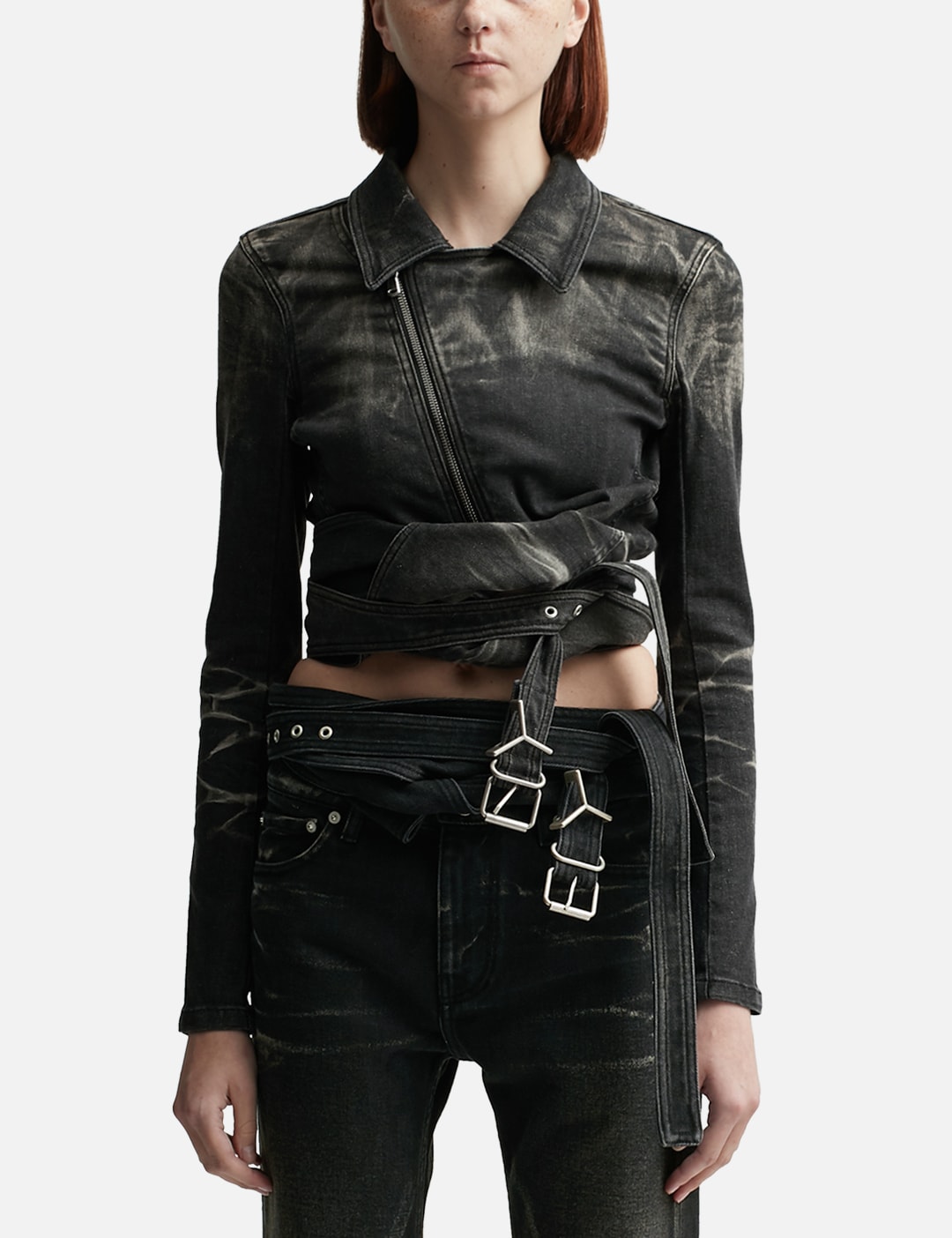 Wrap Fitted Denim Jacket view 13