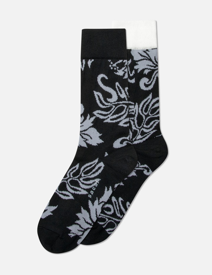 Sacai Floral Socks In Black
