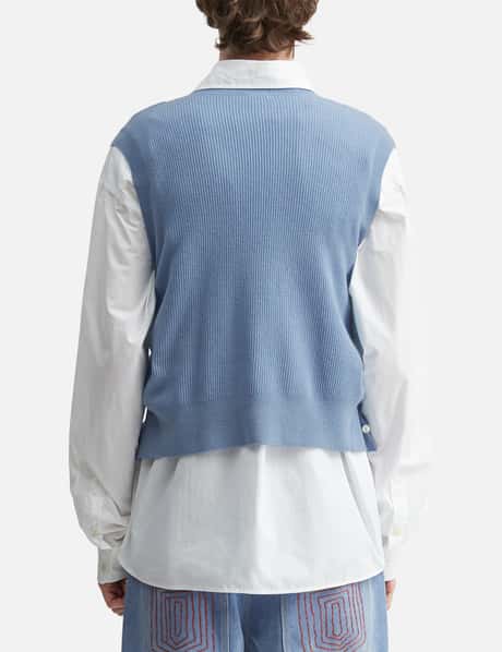 Light Blue Button Vest view 12