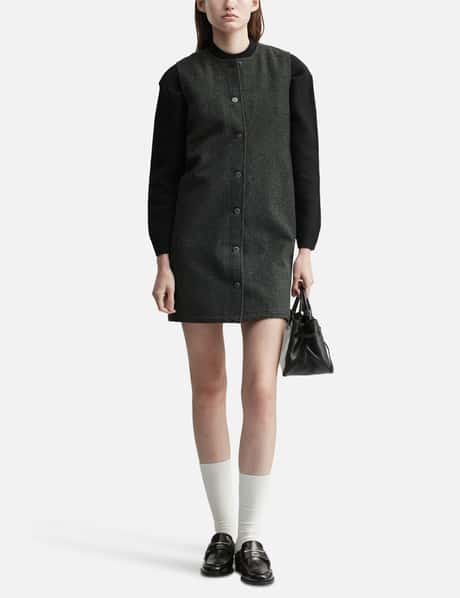 A.P.C. Pinafore Dress - Charcoal gray wool, straight cut, mid-thigh | HBX A.P.C. Pinafore Dress - Charcoal gray wool, straight cut, mid-thigh | HBX