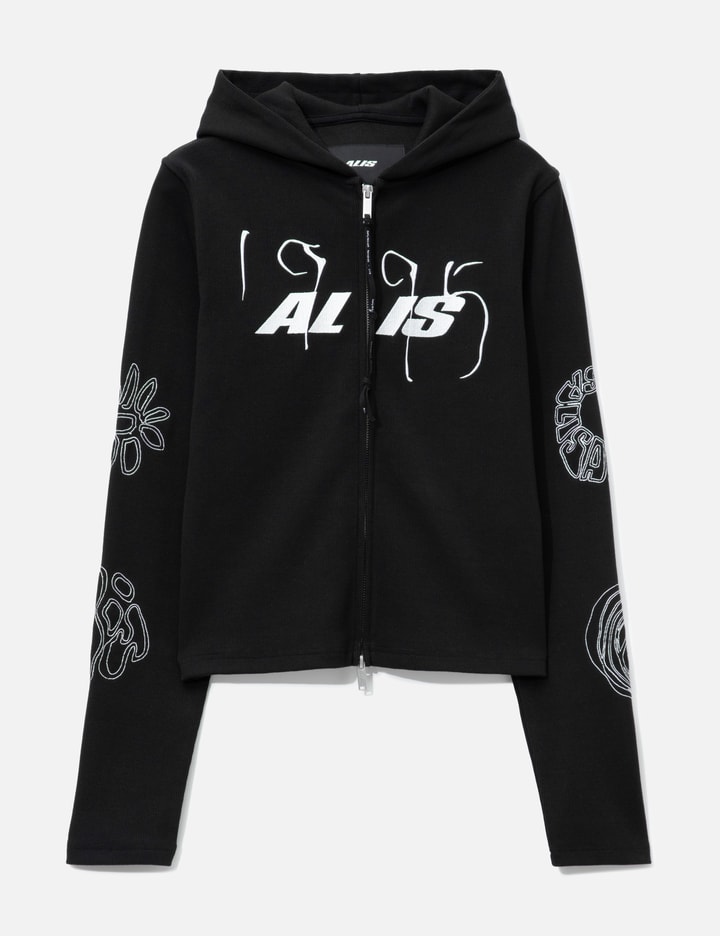 ALIS Nortey Rib Jersey Hoodie With Zipper And Embroidery