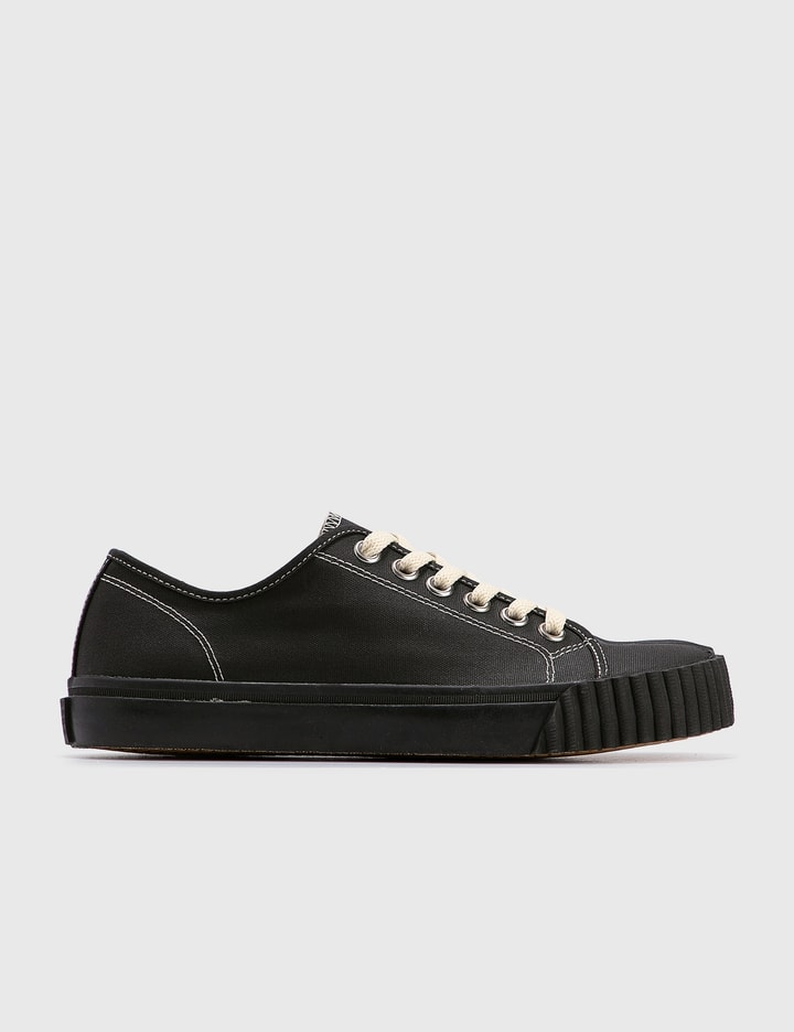 Maison Margiela 10mm Tabi Rubberized Canvas Sneakers In Black