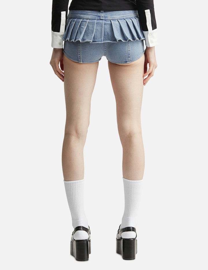 GRACE ELWOOD Pleats Washied Denim Shorts