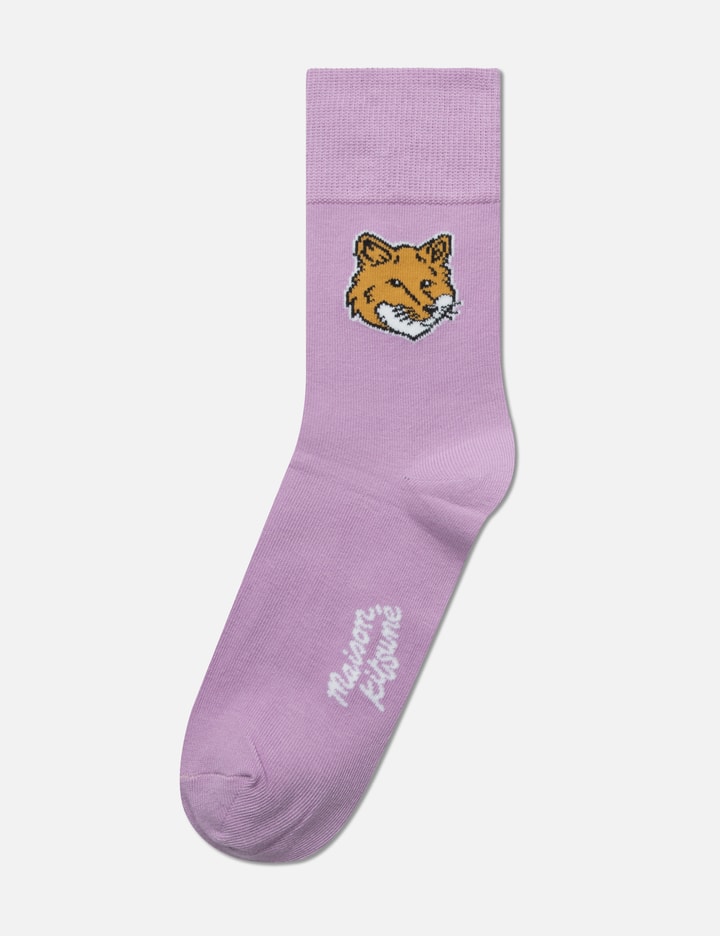 Shop Maison Kitsuné Fox Head Socks In Purple