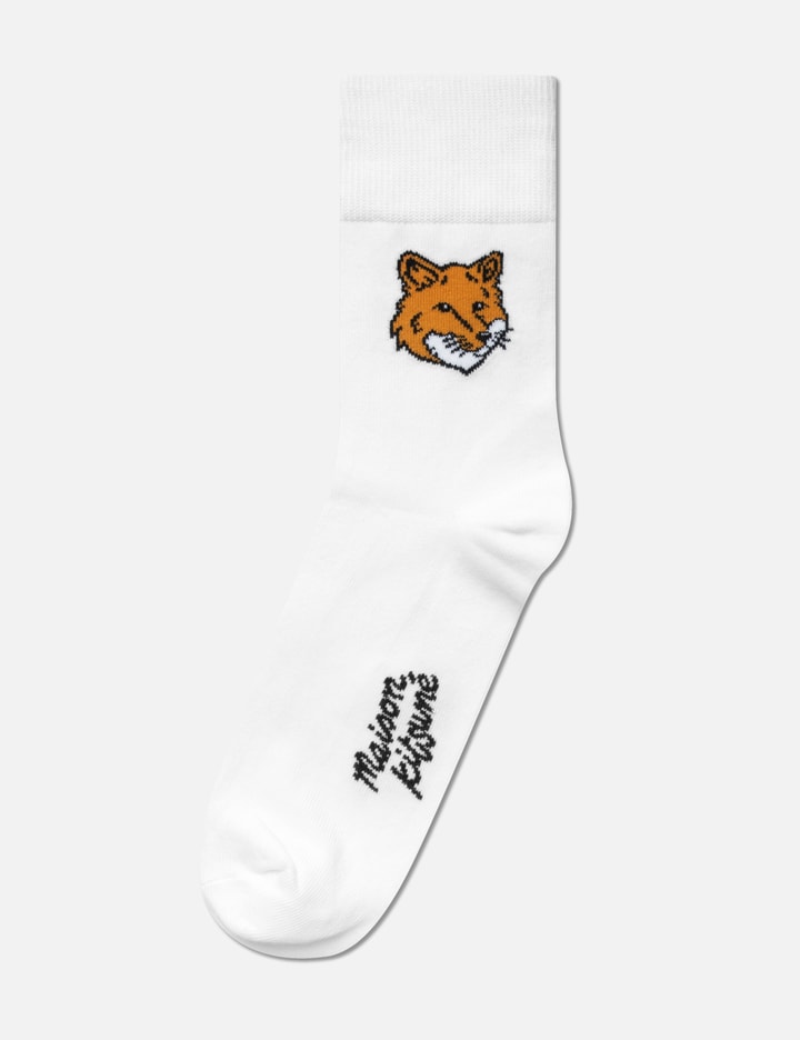 Shop Maison Kitsuné Fox Head Socks In White