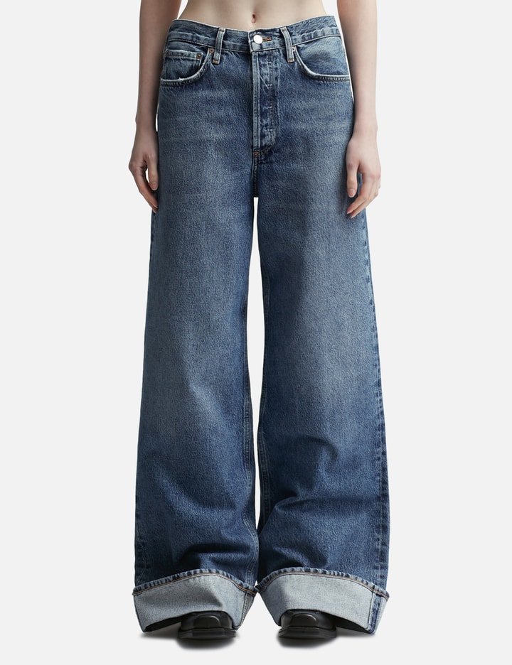 Shop Agolde Dame High Rise Wide Leg Jeans In Blue