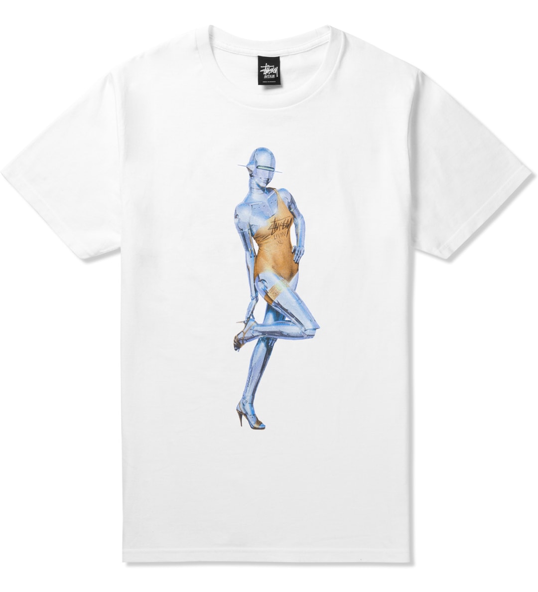 Stüssy - White Sorayama Swimsuit Robot T-Shirt | HBX