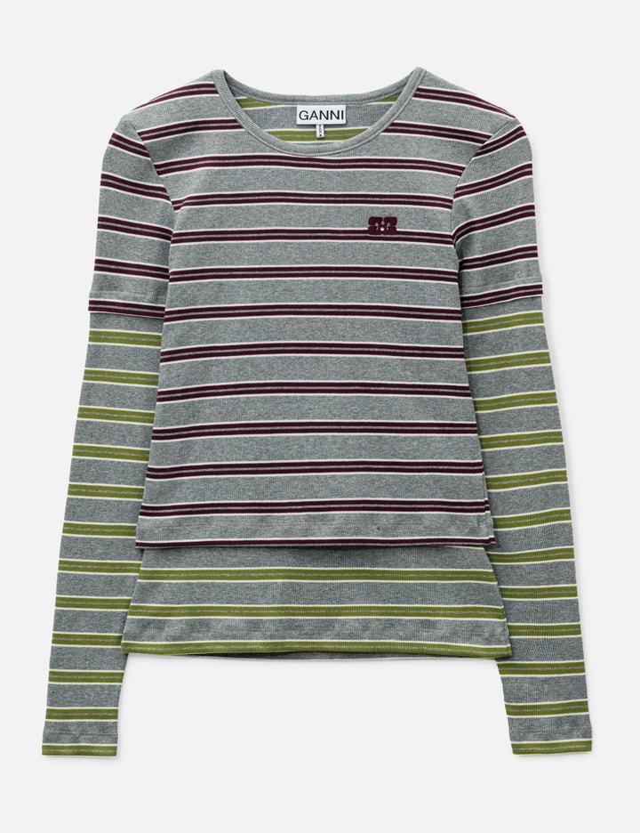 Ganni Long-Sleeve Top In Double Stripe