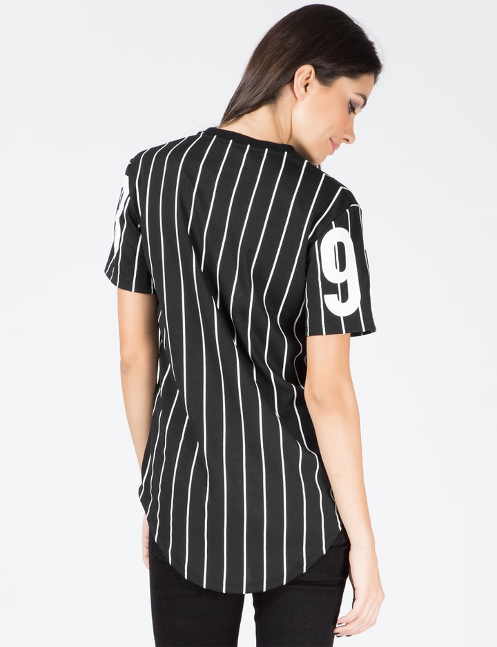 Black 93 Pinstripe Scallop T-Shirt Placeholder Image