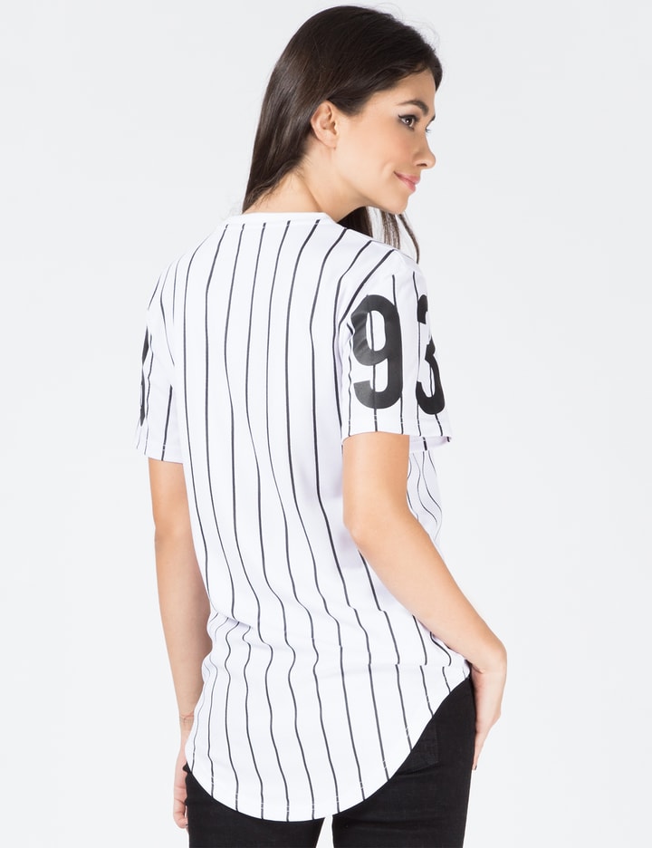 White 93 Pinstripe Scallop T-Shirt Placeholder Image