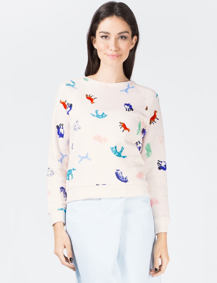 Maison Kitsuné - Light Pink Round Neck All Over Childish Sweater 