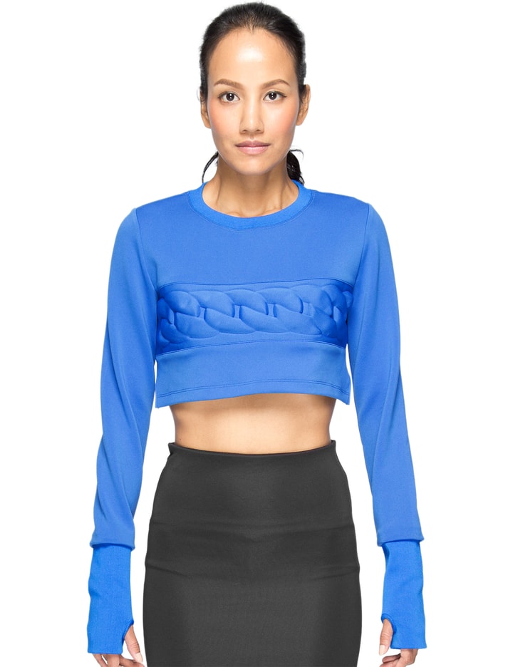 Blue Emboss Woven Crop Top Placeholder Image