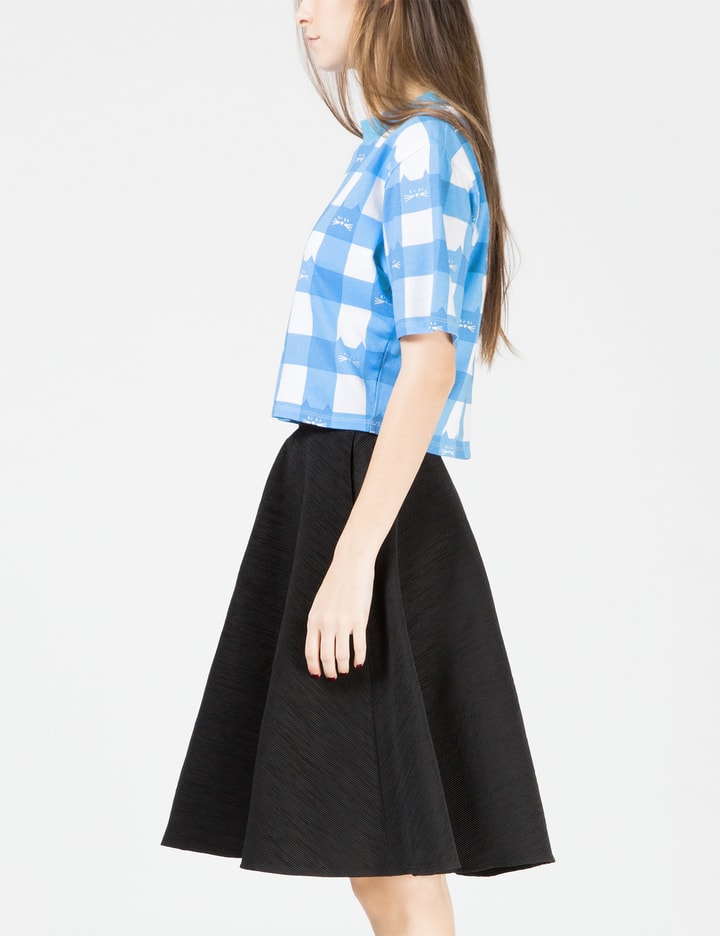 Blue Cat Gingham Crop T-Shirt Placeholder Image