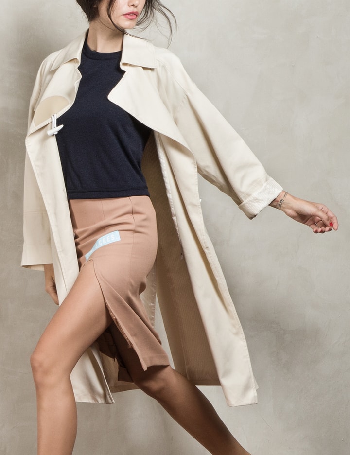Beige “What’s your real life” Trench Coat Placeholder Image