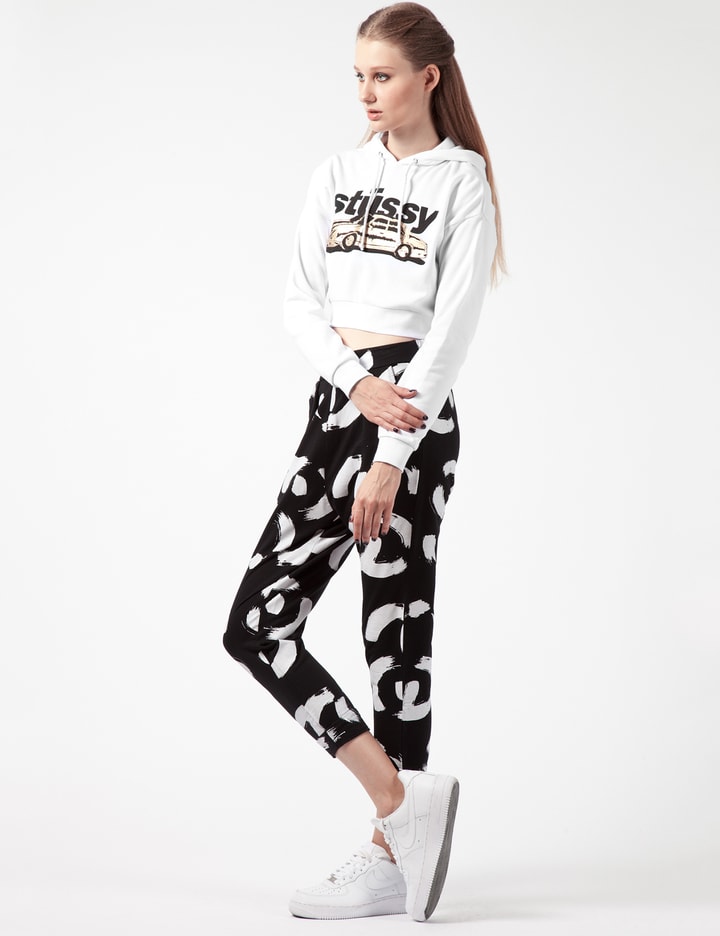 White Stussy Car Cropped Hoodie Placeholder Image