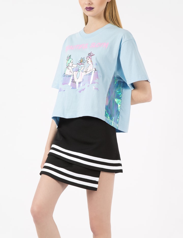Blue Beautiful Sloth Panel Cropped T-Shirt Placeholder Image