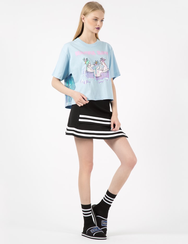 Blue Beautiful Sloth Panel Cropped T-Shirt Placeholder Image