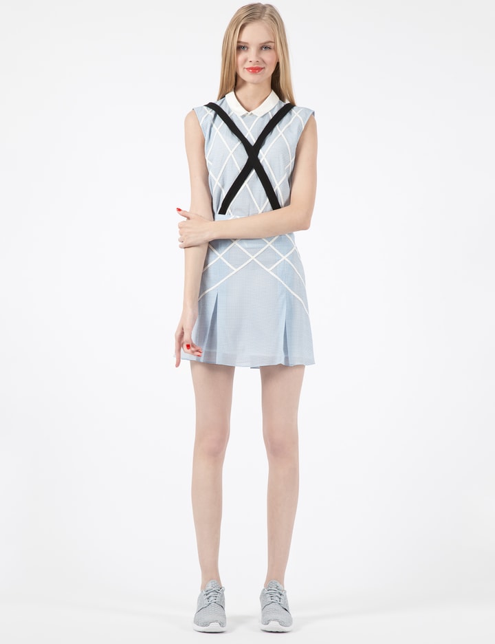 Denim Lattice Mini Skirt with Suspenders Placeholder Image