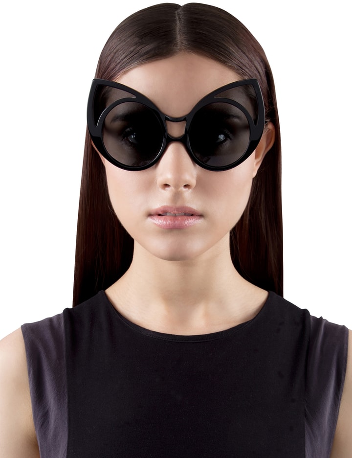 Khaleda Rajab + Fahad Almarzouq x Linda Farrow Black Pointy Cateye Sunglasses Placeholder Image