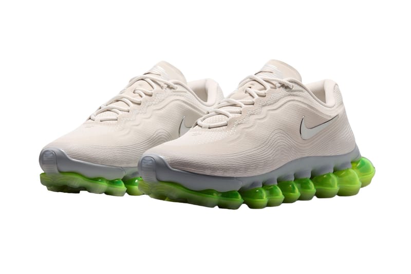 Nike Air Liquid Max “Light Bone” มินิมอลเปลือก Off-White ใสเคลียร์ โชว์ Green Air ใต้ฝ่าเท้า ลุคล้ำแต่คลีน