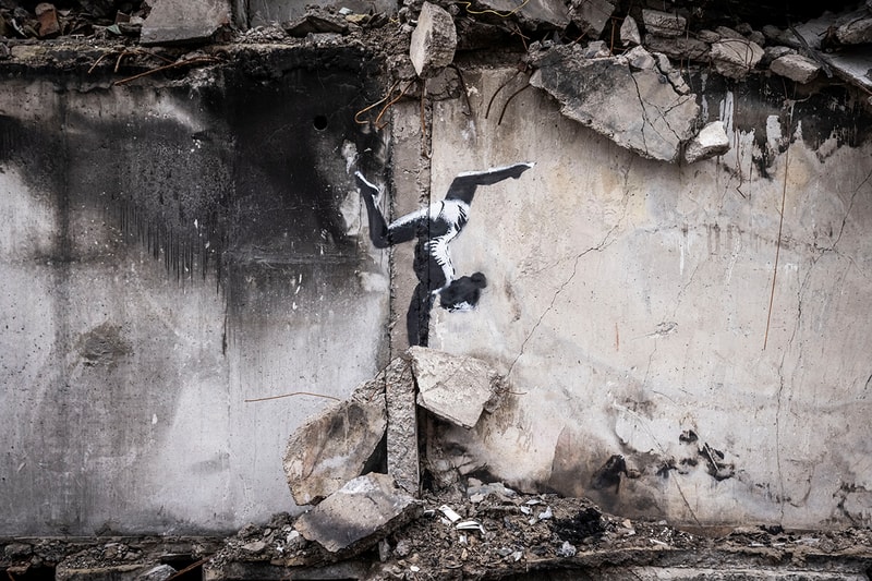 Banksy Ukraine Artwork Borodyanka Graffiti Artist UK Unknown Art Russia Judo Match President Vladimir Putin Seesaw Handstand