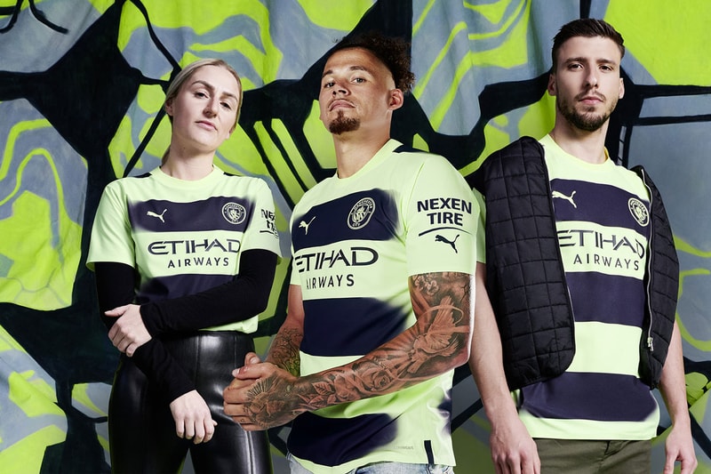 Man City unveil their new Tokyo-inspired third kit with Erling Haaland and  Jack Grealish modeling striking shirt which features sky blue lightning  flashes and neon pink badge