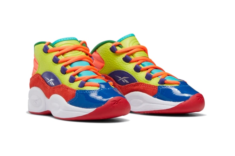 Reebok Question Mid PS "Orange Flare" "Acid-Yellow Bold Purple" Sneaker Footwear Trainer Preschool Basketball Allen Iverson