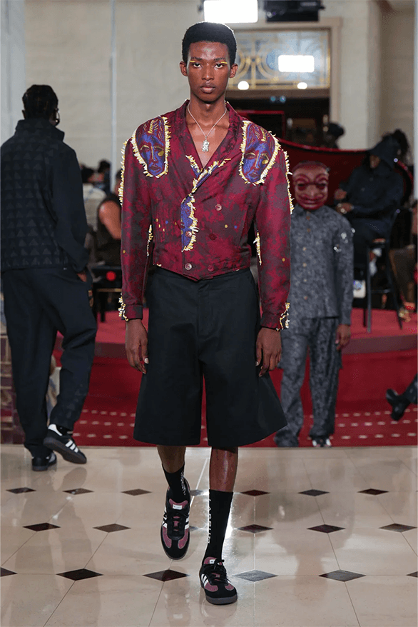 LABRUM Spring Summer 2024 London Fashion Week menswear womenswear runway Foday Dumbuya Netflix top boy Ian wright unknown t Hackney Wick FC Adidas samba Stan smith collaboration