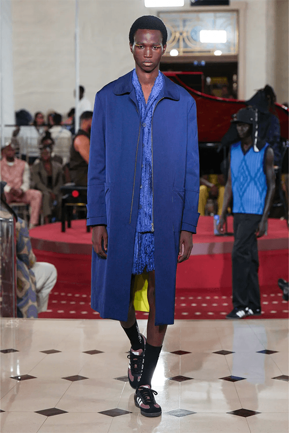 LABRUM Spring Summer 2024 London Fashion Week menswear womenswear runway Foday Dumbuya Netflix top boy Ian wright unknown t Hackney Wick FC Adidas samba Stan smith collaboration