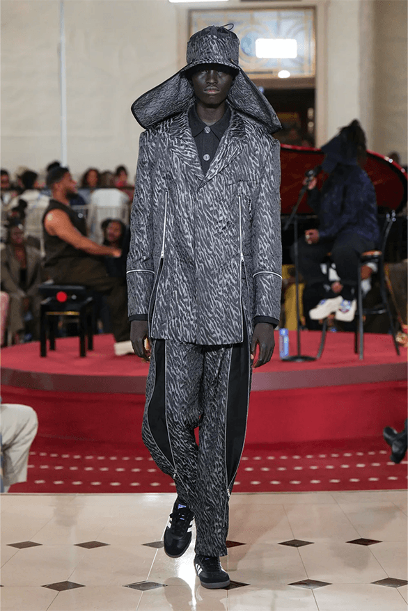 LABRUM Spring Summer 2024 London Fashion Week menswear womenswear runway Foday Dumbuya Netflix top boy Ian wright unknown t Hackney Wick FC Adidas samba Stan smith collaboration