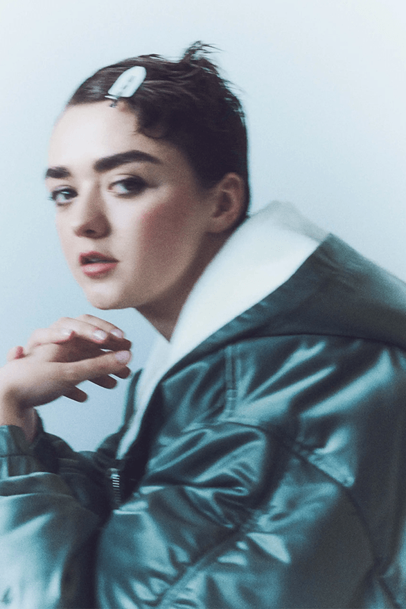 Maisie Williams Shoreditch Ski Club collaboration jacket charity uk London actress game of thrones