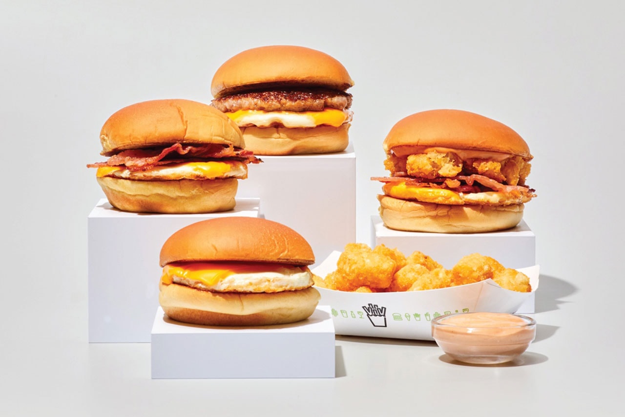 Shake Shack Breakfast Sandwiches UK locations limited edition bacon egg and cheese sausage tater tots coffee special