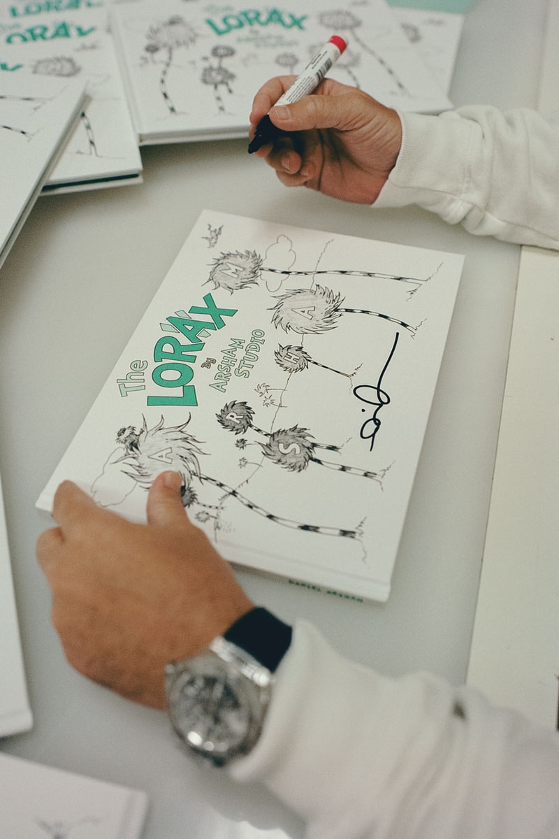 Daniel Arsham Links with 'The Lorax' For Earth Day book story movie truffala tree environment eco friendly sustainable capsule apparel book price website art images drawing future relic pokemon museum perrotin