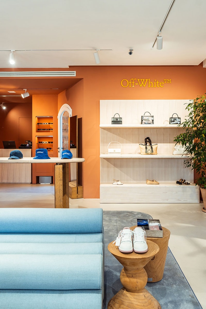Off-White™ Opens Boutique in Porto Cervo italy hours store link pop up release collection fashion caspule sneaker be right back italian sardinia resort summer imprint design luxury lvmh pop up temporary hours address location Promenade du Port