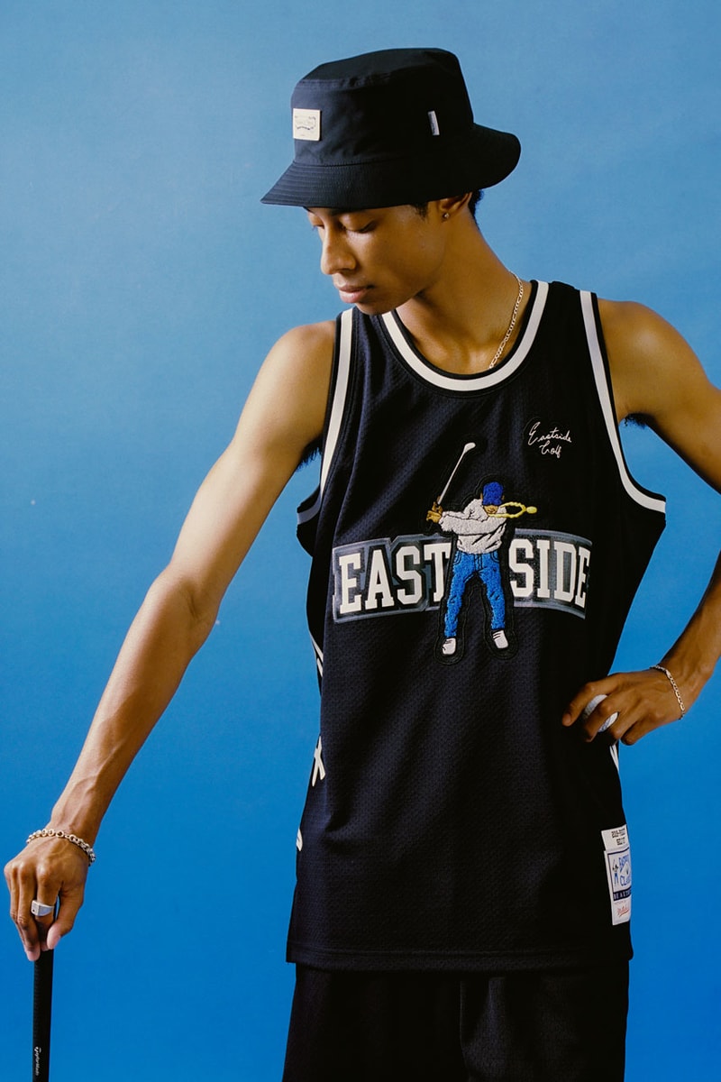 Mitchell & Ness x Eastside Golf Link Up on Clean Capsule release apparel fashion drop price link website store basketball sports nylon pullover hoodie accessories driver head cover ball marker tee green