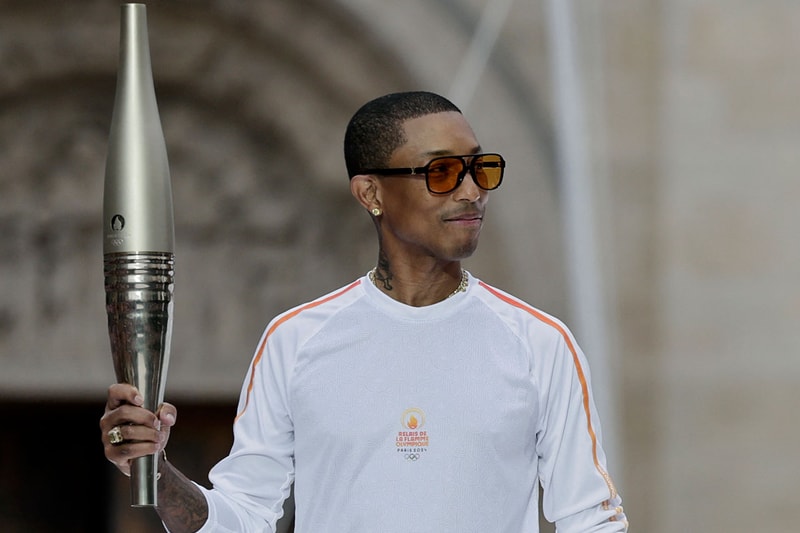 Pharrell Joins the Final Stretch of Olympic Opening Ceremony carry torch snoop dogg games paris france link stream watch adidas sneaker debut new shoe footwear adizero silhouette