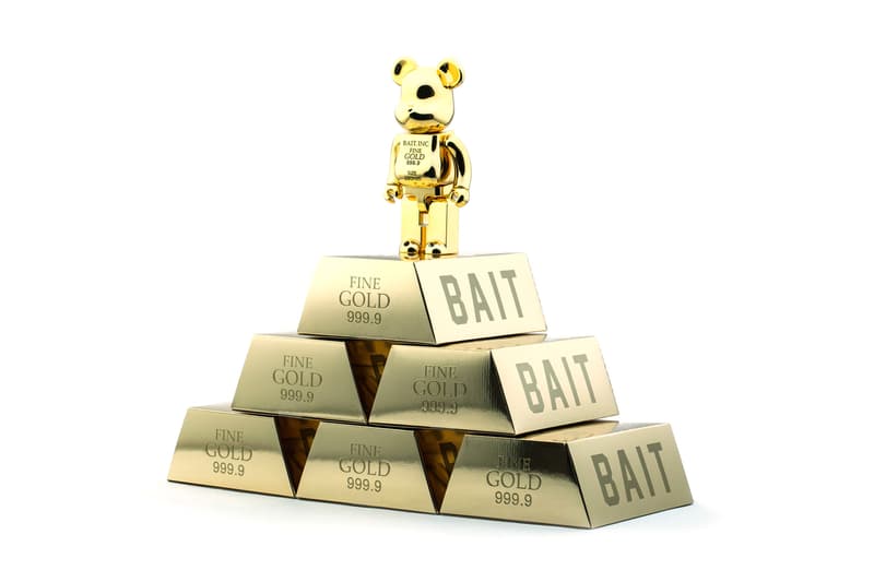 BAIT x Medicom Toy BEARBRICK GOLD BARS | HYPEBEAST