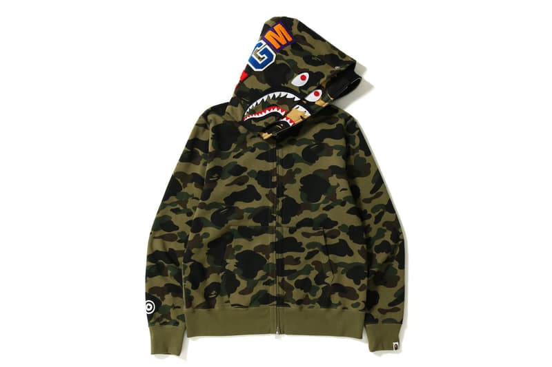 BAPE 1ST CAMO Double Shark Hoodies | HYPEBEAST